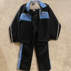 Nike Warm Up Suit Boys Medium Blue Full Zip Lined Elastic Waist Swoosh Track